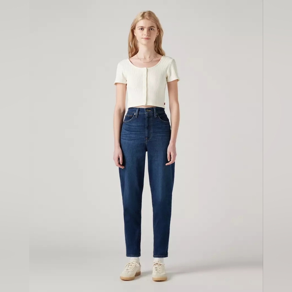 Levi’s High Waisted Mom Jeans Dark Wash Tapered Leg Size 28 - Picture 1 of 6